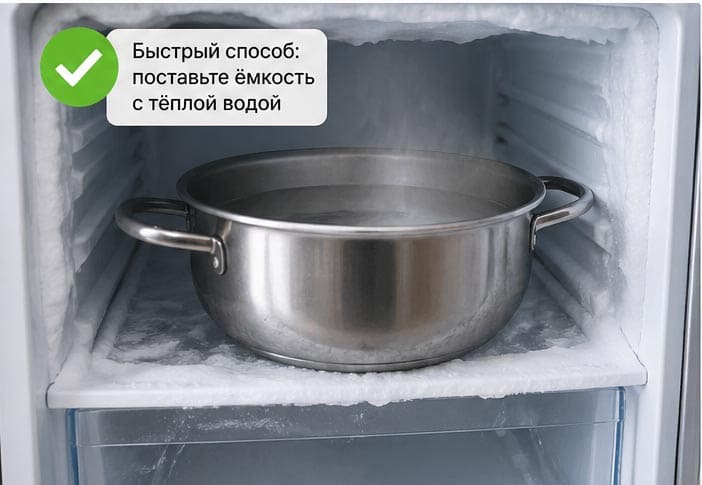 быстро разморозить холодильник