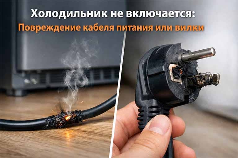 Повреждение кабеля питания