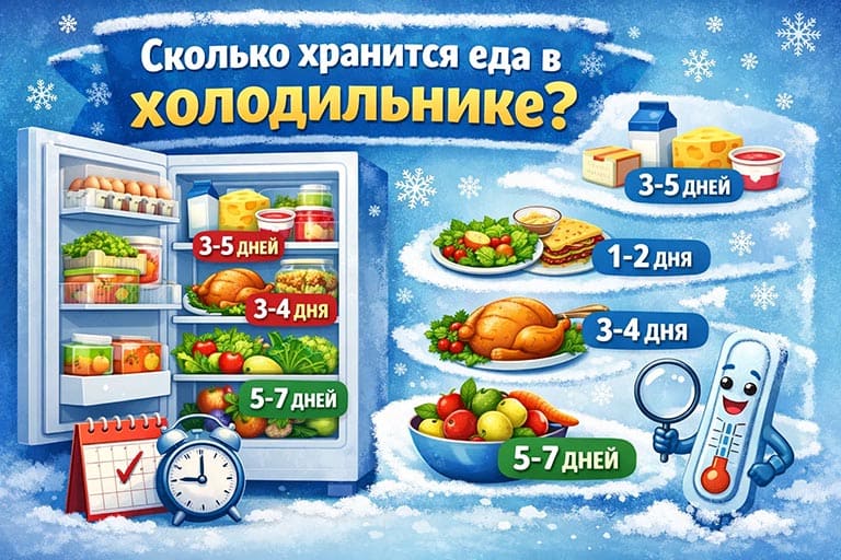 Сколько хранится еда в холодильнике